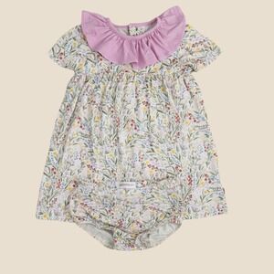 Magnetic Me Floral Modal Dress Ruffle Collar Diaper Cover Set 18-24‎ Months Pink